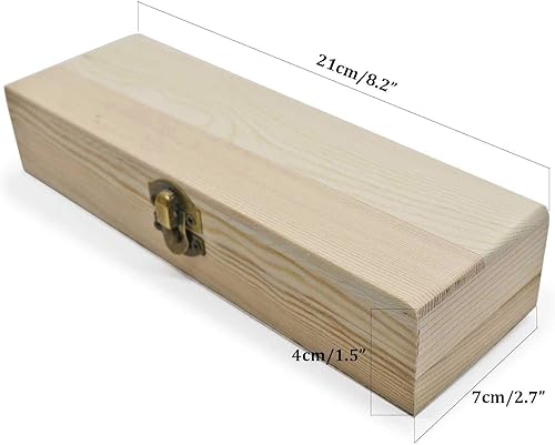 Miniatura 2 de Caja de lápices de madera lisa sin terminar, rectángulo sin pintar, herramienta de artista y caja de almacenamiento de pinceles con cierre de