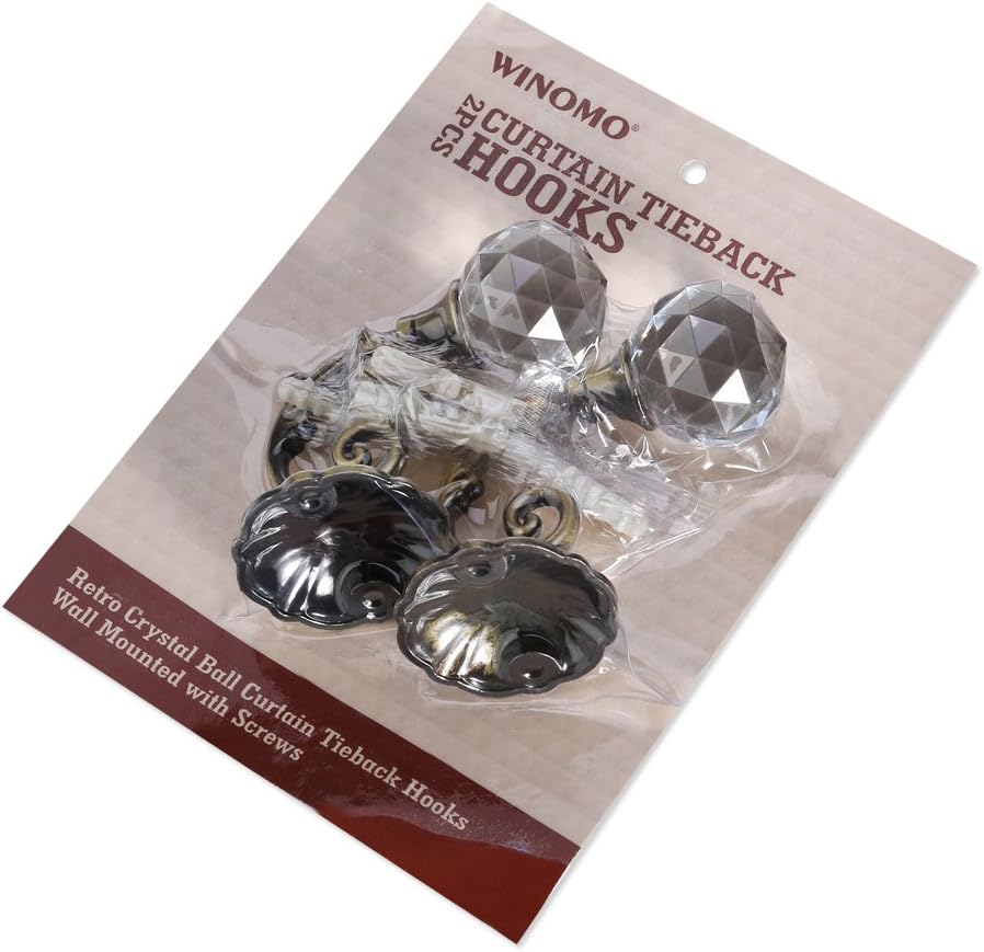Curtain Tieback Hooks Drapery Holdbacks Crystal Ball Curtain Hookback Wall Mount Metal Curtain Holdback (Bronze 2pcs)