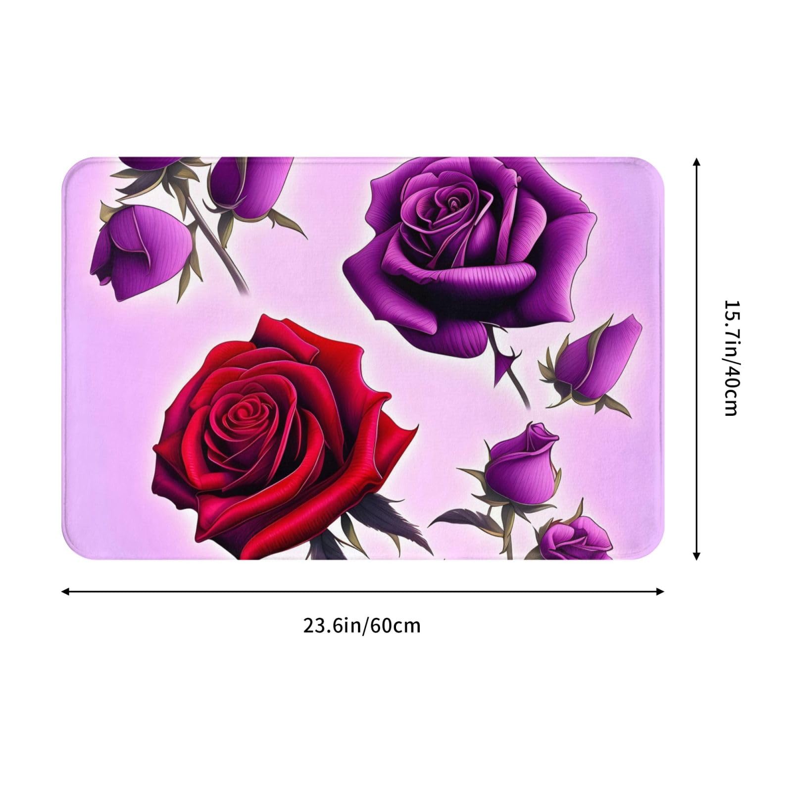 Kcldeci Zerbino Da Bagno E Cucina – Tappetino Memory Foam Con Teschio E Rose Rosse, Antiscivolo 40x60 Cm