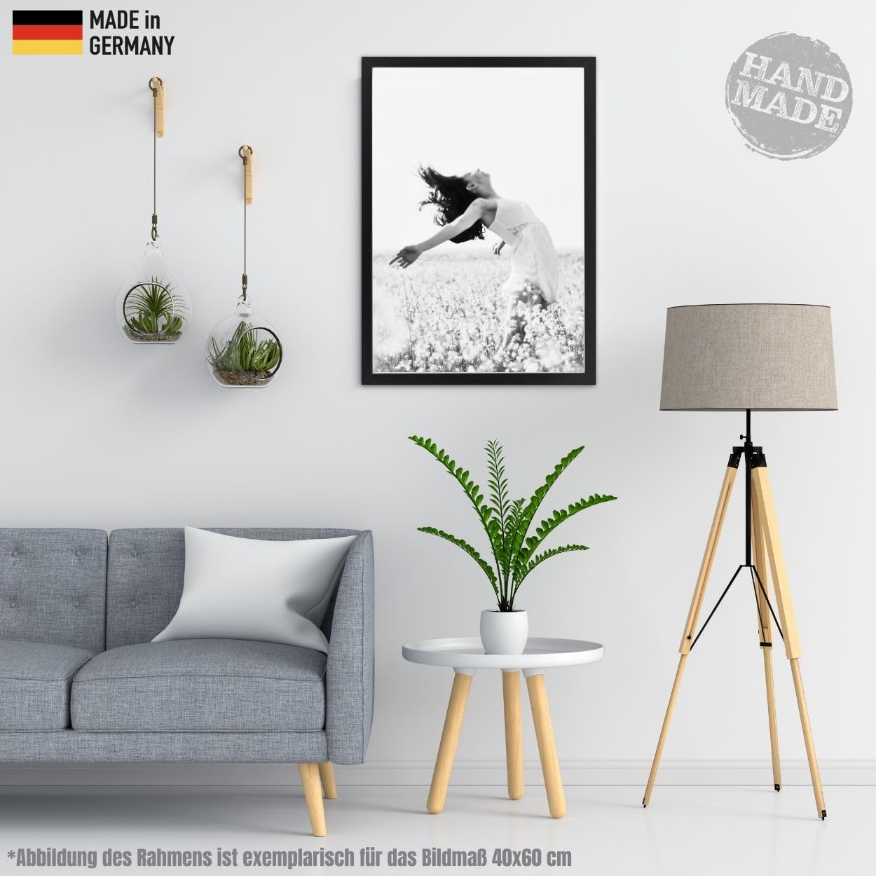 N°20 Bilderrahmen 100x130 cm Bildmaß, Schwarz Matt, MDF Holz