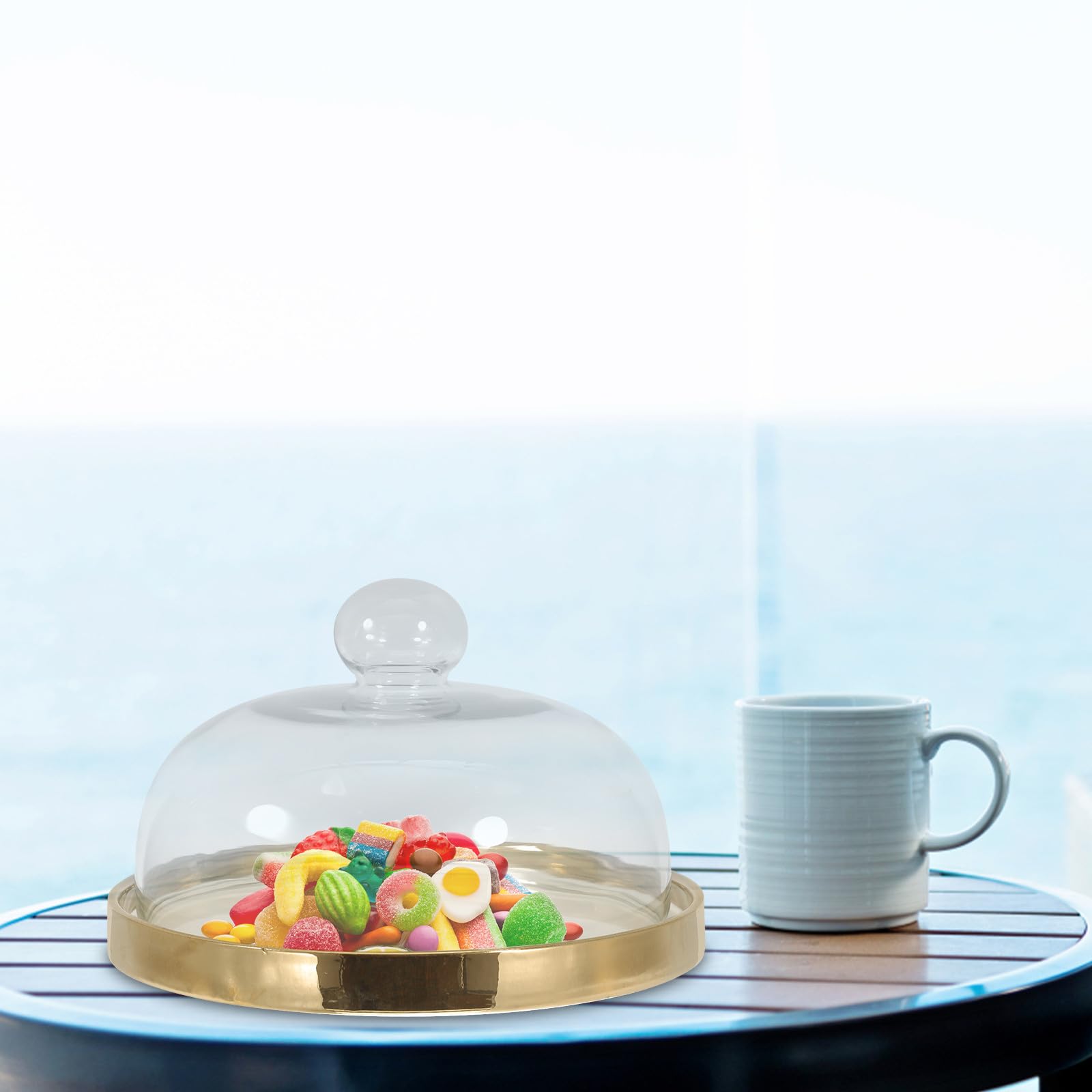 Piatto per Torta in Vetro con Copertura a Cupola, Vassoio Elegante e Semplice per Cupcake e Muffin, per Feste e Ristoranti, Mantiene Cibo Pulito