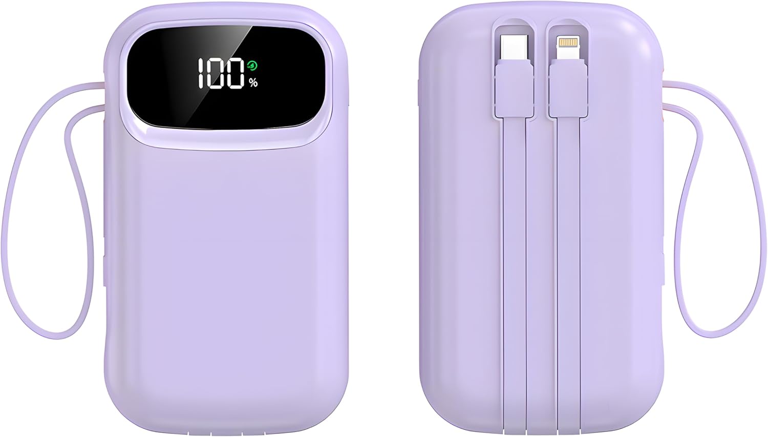 Power Bank 10000mAh Fast Charging Portable Charger with Built-in Cables PD22.5W Small USB C Battery Pack with 4 Outputs 2 Inputs Portable Backup Battery Compatible with iPhone iPad Tablets