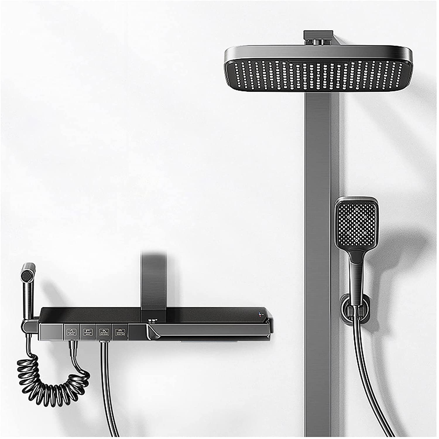 Doccia termostatico, Display a Temperatura, soffione con Portatile, Set di rubinetti per la Doccia, soffione a Pioggia con Spray Portatile, Rubinetto della Vasca, spruzzatore di Bidet Portatile e