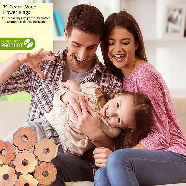 Cedar Blocks for Clothes Storage - Raimarket 30 Pack Cedar Rings - 100% Natural Aromatic Cedar Wood Chips for Closets, Wardrobe, Drawers & Shelves - Scented Wardrobe Freshener- Moisture Absorption by Raimarket - Image 5