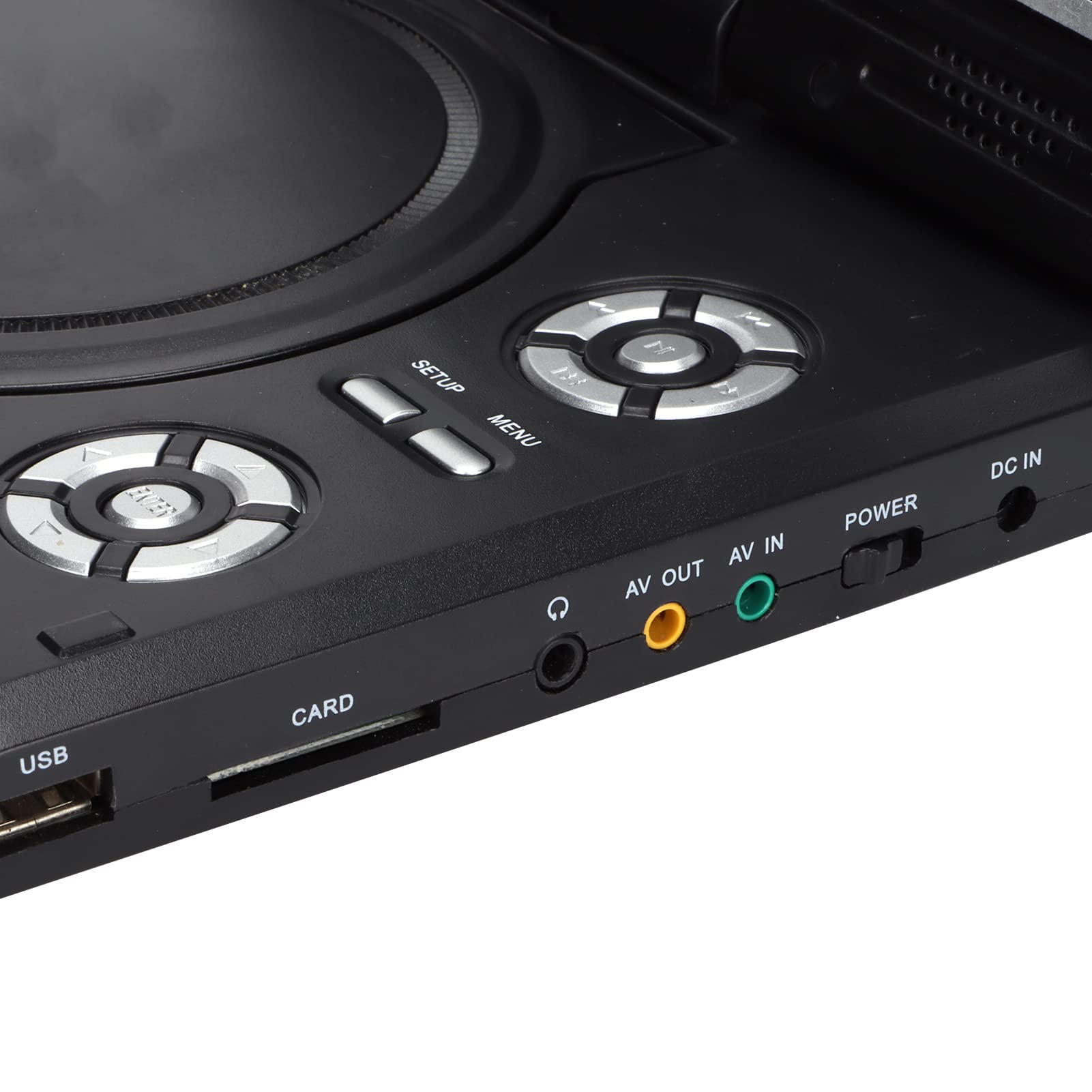 Reproductor de DVD HD Portátil con Pantalla Giratoria 270°, Altavoces Estéreo, TV Analógica, USB, Lector de Tarjetas, Batería