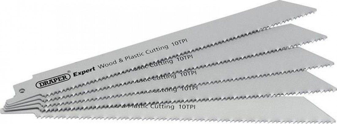 Draper 02304 Expert 250mm 10 Teeth Per inch Bi-Metal Reciprocating Saw Blades for Wood and Plastic Cutting (Pack of 5)