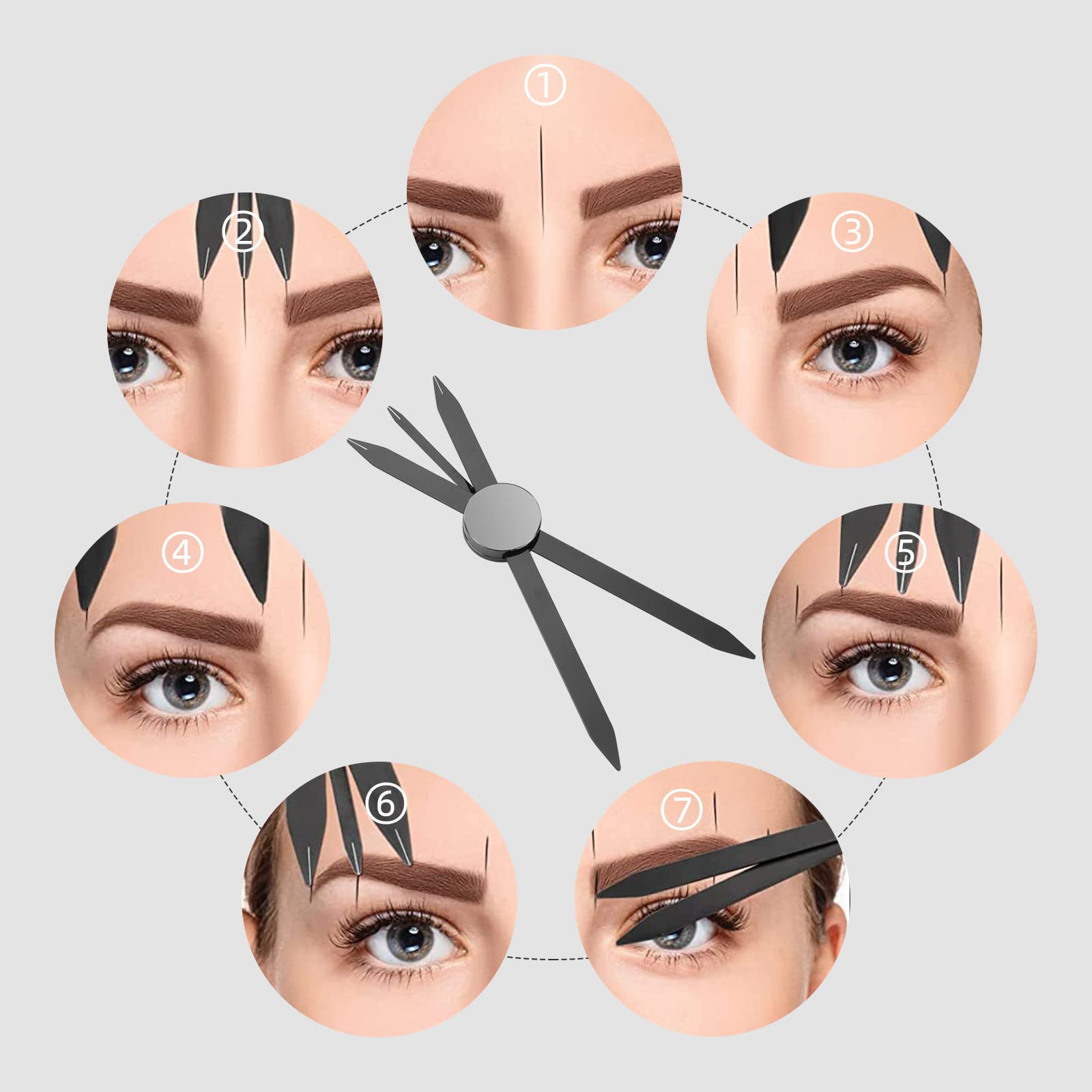 zalati Eyebrow Ruler Stainless Steel Tattoo Eyebrow Stencil Ruler Three-Point Positioning for Measuring Symmetrical Tool - Black - Image 4
