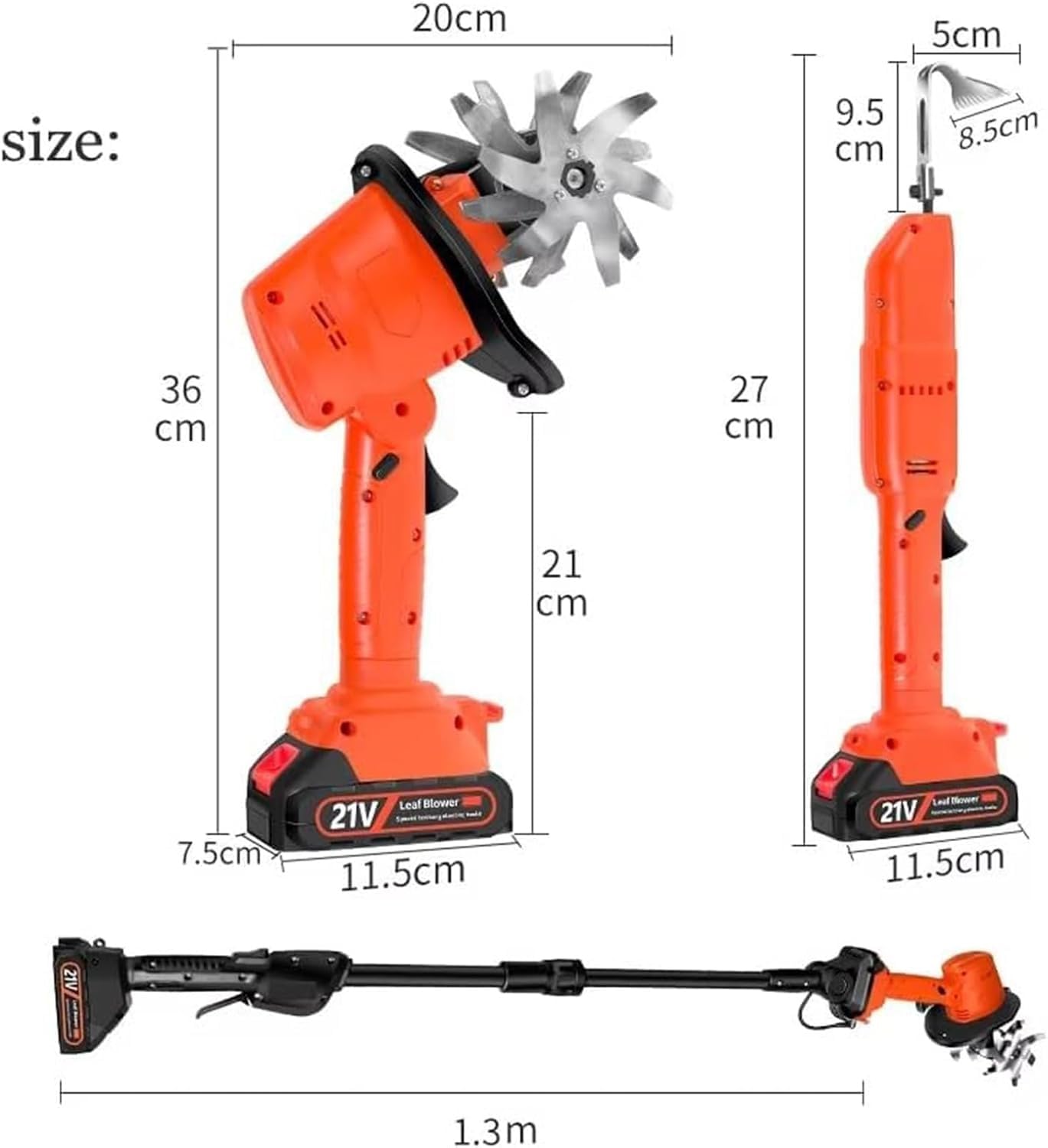 Mini azada eléctrica y desbrozadora inalámbrica con Mango telescópico para desherbar, aflojar la Tierra y Realizar tareas de jardinería en césped e Invernadero. (1 Battery)