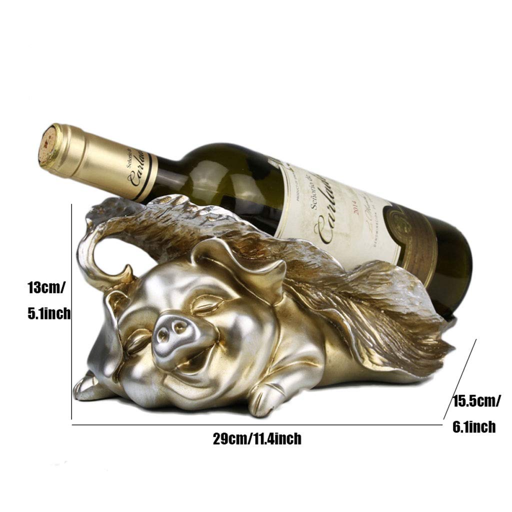 Botellero independiente de encimera Resin Botella de vino Titular de la botella Piggy Statue Botella de vino Rack Creative Home Decorations Tabletop Wine Rack Adornos artesanales ahorrador de espacio
