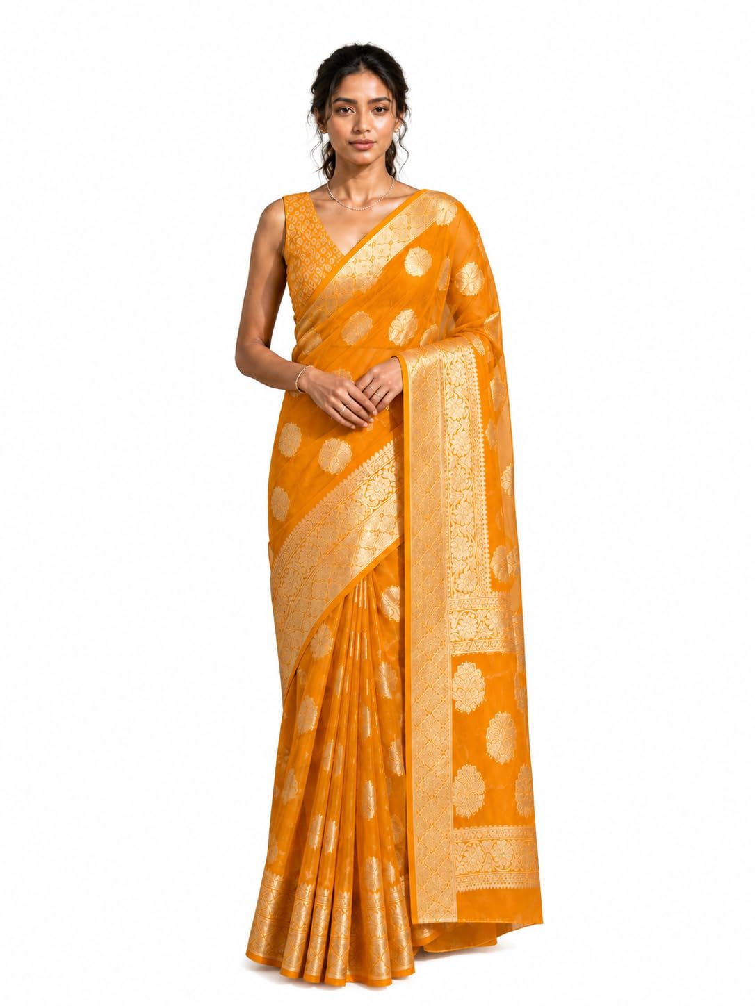 Pure Organza Silk Saree with Zari Butta Jacquard Weaving Saree-picture-49