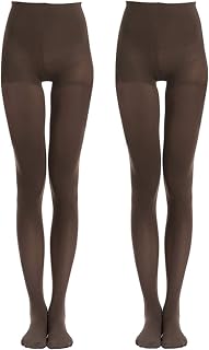 2 Pairs 70 Denier Women's Tights Stretch Run Resistant Opaque Control Top Tights
