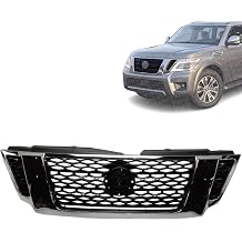 Front Grille With Emblem provision Compatible with Nissan Armada 2017-2020 | DIRECT REPLACEMENT | Painted Black, w/Chrome Frame | 623105ZW0A | NI1200286