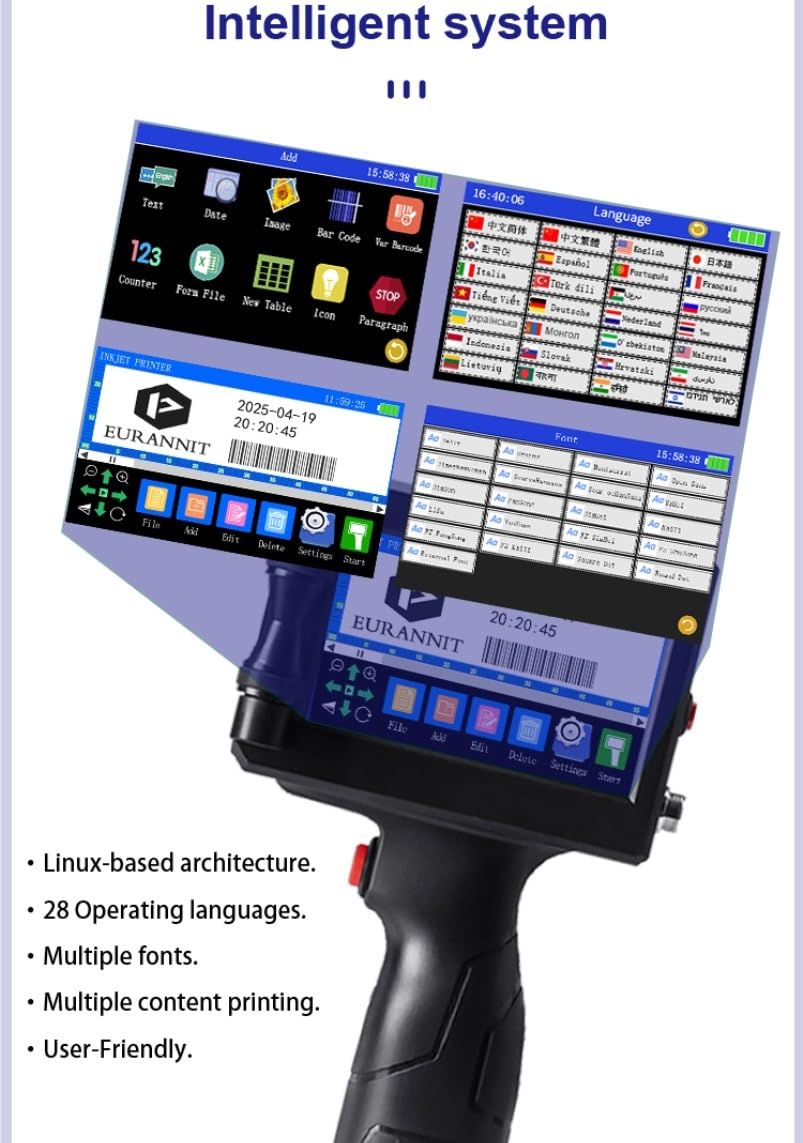 Stampante portatile 12.7mm/25.4mm Stampante a getto d'inchiostro portatile Numero di lotto Logo Data QR Codice a barre Immagine Etichetta Codifica macchina