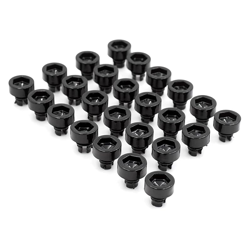 Kit com 100 Rebites Plásticos Pretos para Aro e Borda de Roda RTRHINOTUNING, Rosca M7,5 x 1,0 e Diâmetro Superior de 12 mm