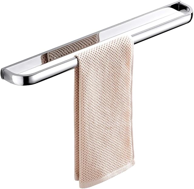 Flybath Towel Rail Bar Single Layer Brass Towel Holder Rack Wall Mounted Polished Chrome, 57 cm / 22 Inch