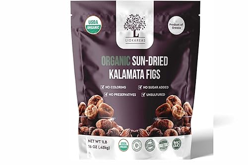 Higos orgánicos griegos kalamata secados al sol – Certificado orgánico USDA – No Gmo – Vegano – Sin gluten – Alta fibra – Sin azúcar añadido – Sin