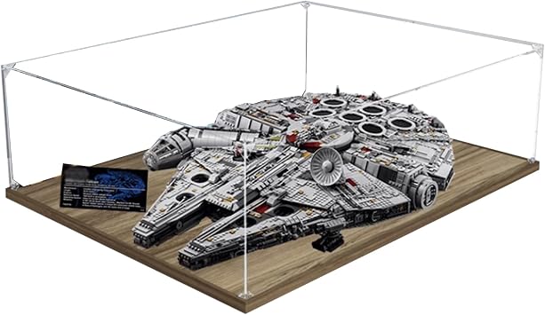 Acrylic Display Case for Lego 75192 Ultimate Millennium Falcon Building Set,Clear Display Case, Dust-Proof Display Case Compatible with Lego 75192Only Display Case Wooden Base,Transparent