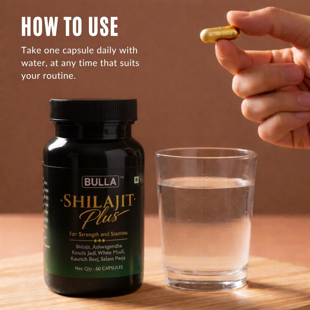 BULLA Shilajit/Shilajeet Gold 60 Capsules | For Stamina, Muscle Growth & Energy | Ashwagandha, Keeda Jadi, Kaunch Beej, Safed Musli, Salam Panja & Other Action Herbs & 100% Ayurvedic — Amazon image 5