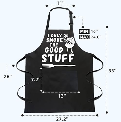 Miniatura 6 de Delantales divertidos para hombres, delantal de barbacoa para papá con 2 bolsillos, correa ajustable para el cuello, delantales de cocina,