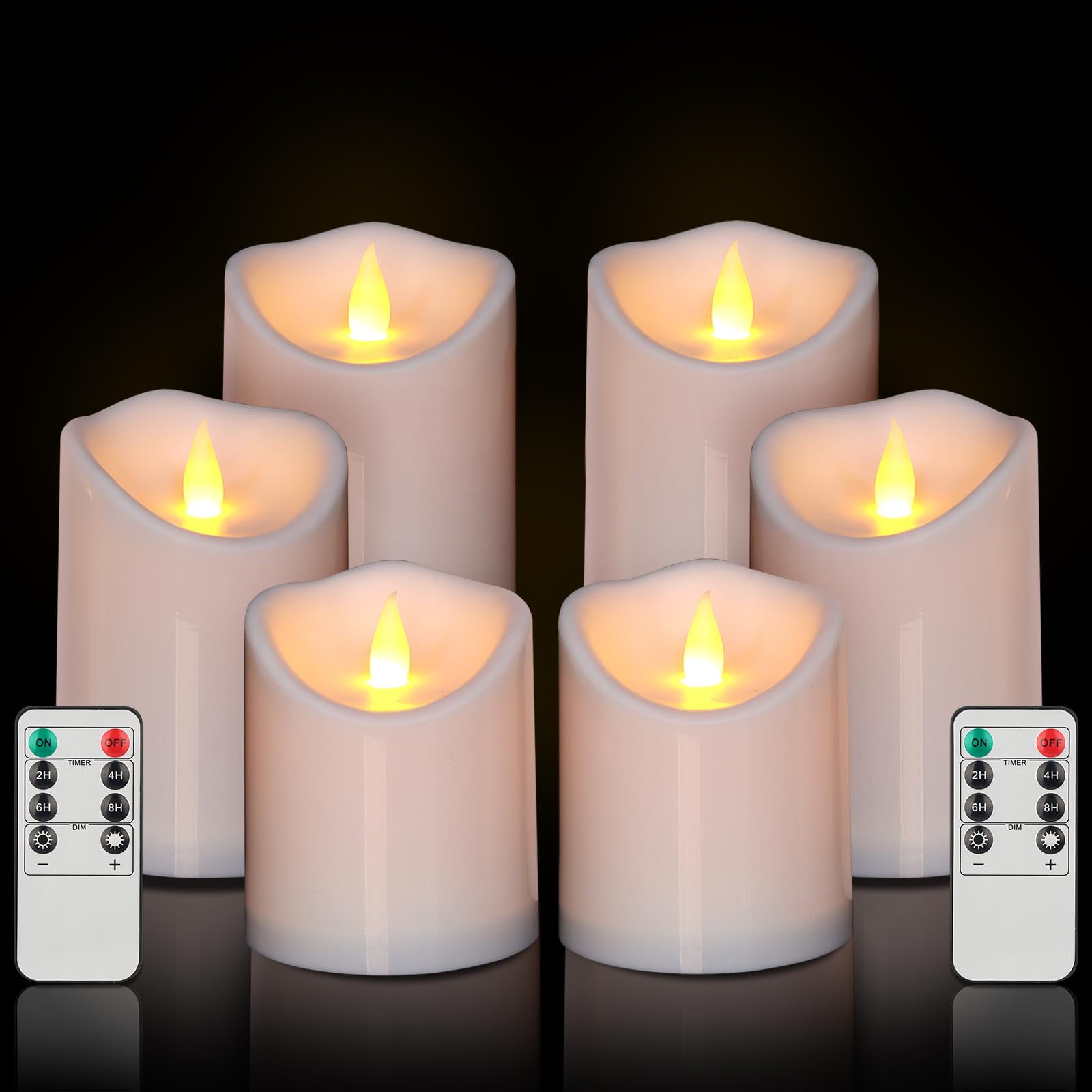 Paquete de 3 velas sin llama con control remoto y temporizador, color marfil, impermeables, para exteriores, velas LED (3 x 4 pulgadas, 5 pulgadas, 6 pulgadas), funcionan con pilas para