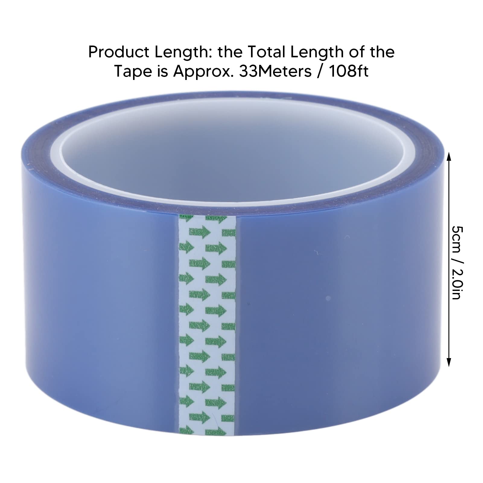 Beufee 2 Rolls Heat Tape for Sublimation, 50mm 108ft Double Sided Blue Insulation Heat Transfer Tape 220° for Soldering Sublimation Press Vinyls