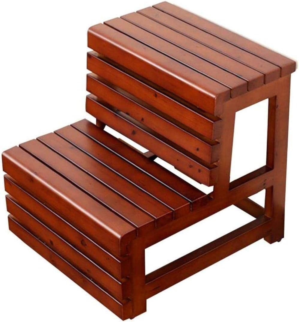 Amazon.co.jp 踏み台 ソリッドウッドプラットフォームラダー、家族防水脚立二段階セーフティラダーガーデンシェルフ/ラダースツール
