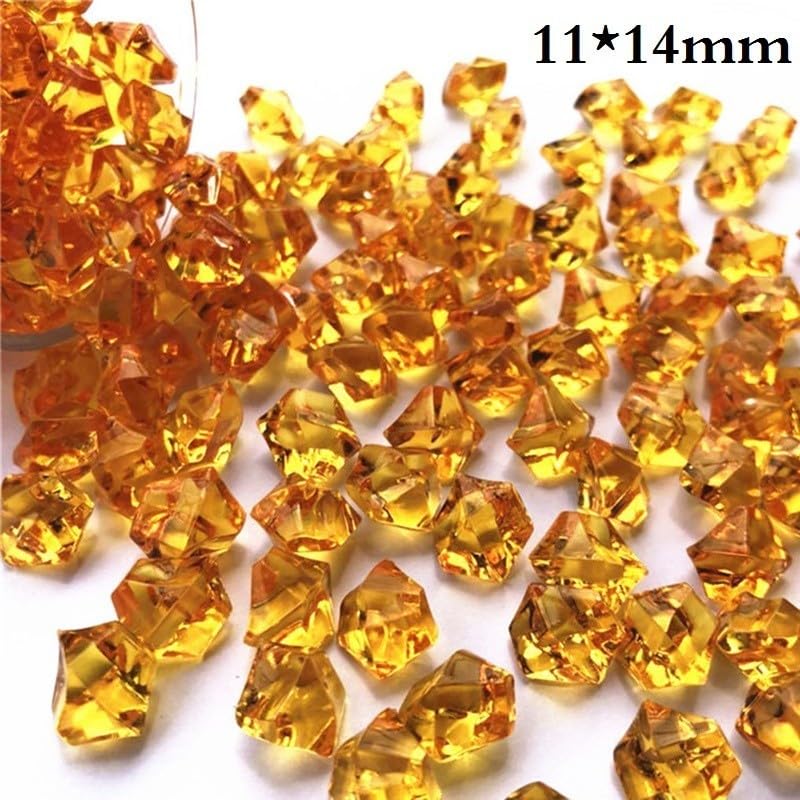 150pcs Acrylic Ice Rocks for CRYSTALs Gems, Bulk Fake for CRYSTALs,Acrylic for CRYSTAL Gem Stone Ice Rocks, for Radiant Vase Plant Decoration,Wedding Decoration,Table Scatter Party(Orange)
