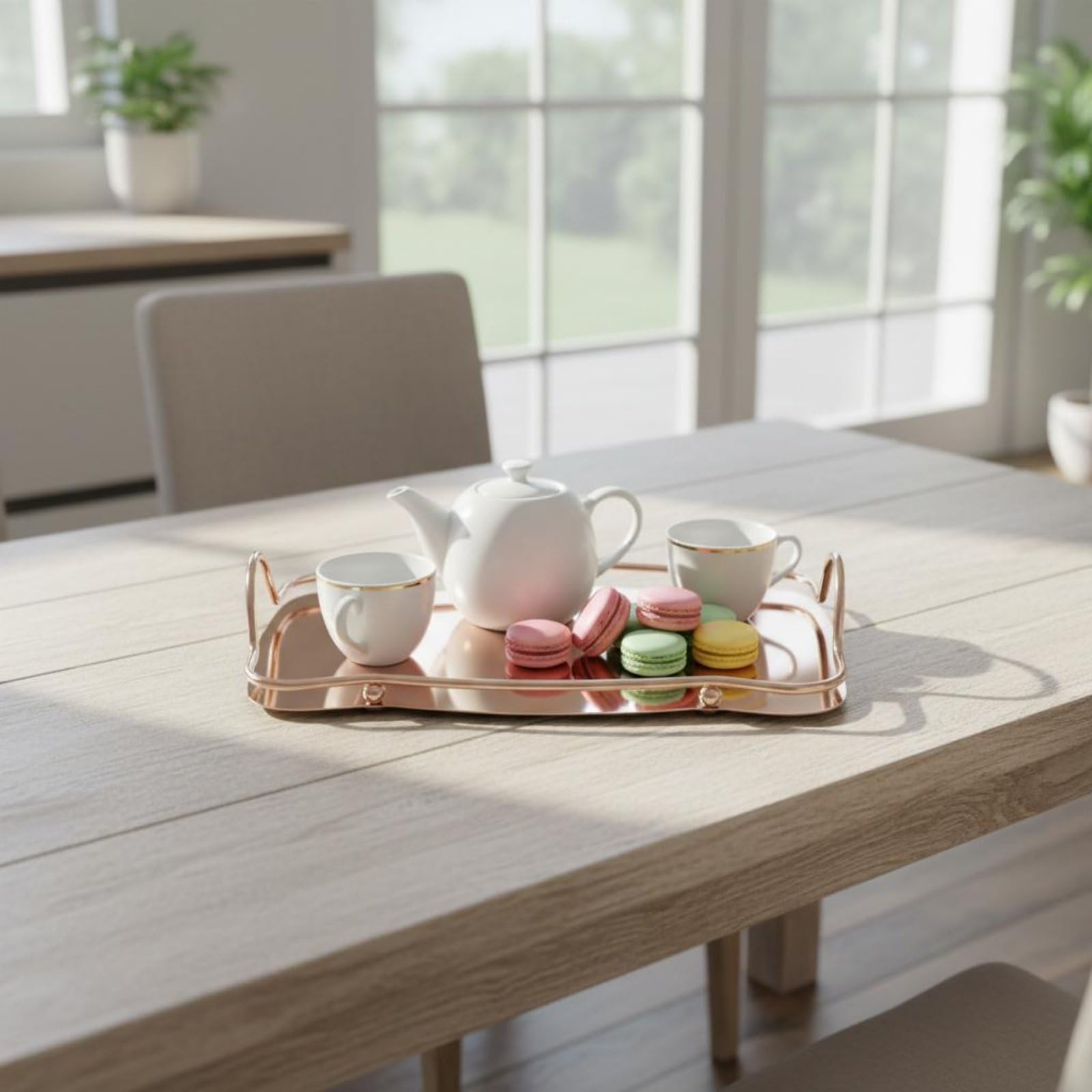 Baoblaze Vassoio Acciaio Inox Atmosphere Vassoio Dessert Portata Doppio Manico Riflesso Elegante Adatto per Ricevimento Buffet Tavola, Multicolore, Grande 42x27x6.5 Cm
