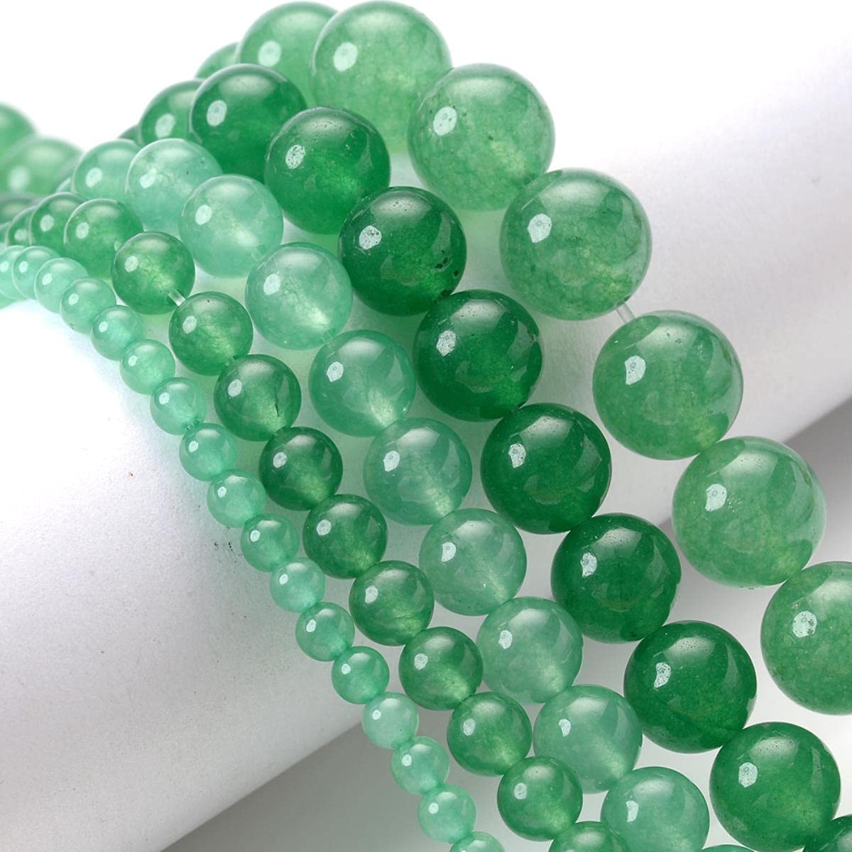 Perline di giada verde scuro in pietra naturale perline distanziate allentate rotonde lisce perline fai da te per gioielli che fanno ciondoli per collana da donna 15  36