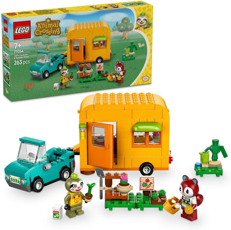 LEGO Animal Crossing Leif’s Caravan & Garden Shop, Pretend Play Vehicle Building Set with Car Toy for 7 Plus Year Old Girls & Boys, Kids' Birthday Gift Idea 77054