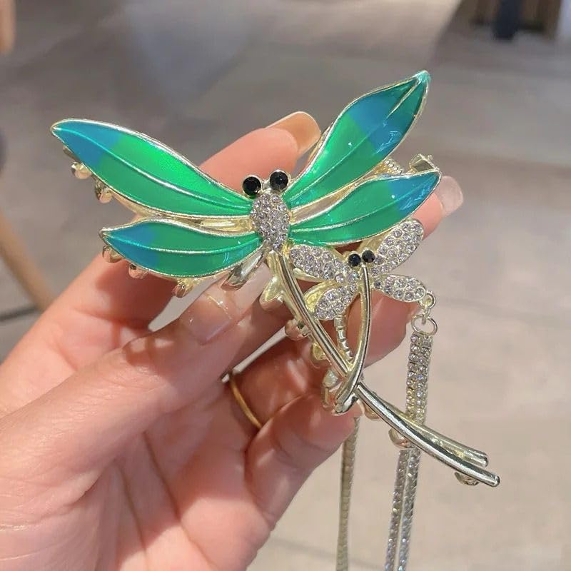 Radhya Accessories Golden Green Dragonfly Metal Clawclip Hair clip for women Girls Bow Clip Hair Styling Hair Clip (1 pc) Best Holi gift (B0CKBW55RJ) Amazon Price History, Amazon Price Tracker
