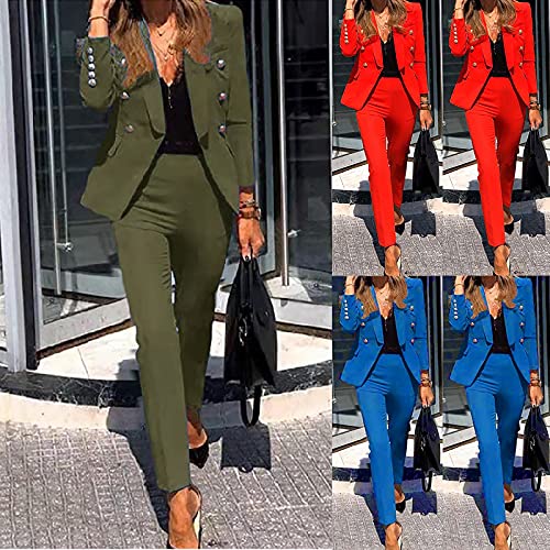 Solid Blazer Jackets Tops and Pants Business Suit for Women Casual Elegant Coat Long Sleeve Outerwear Leggings Sets3