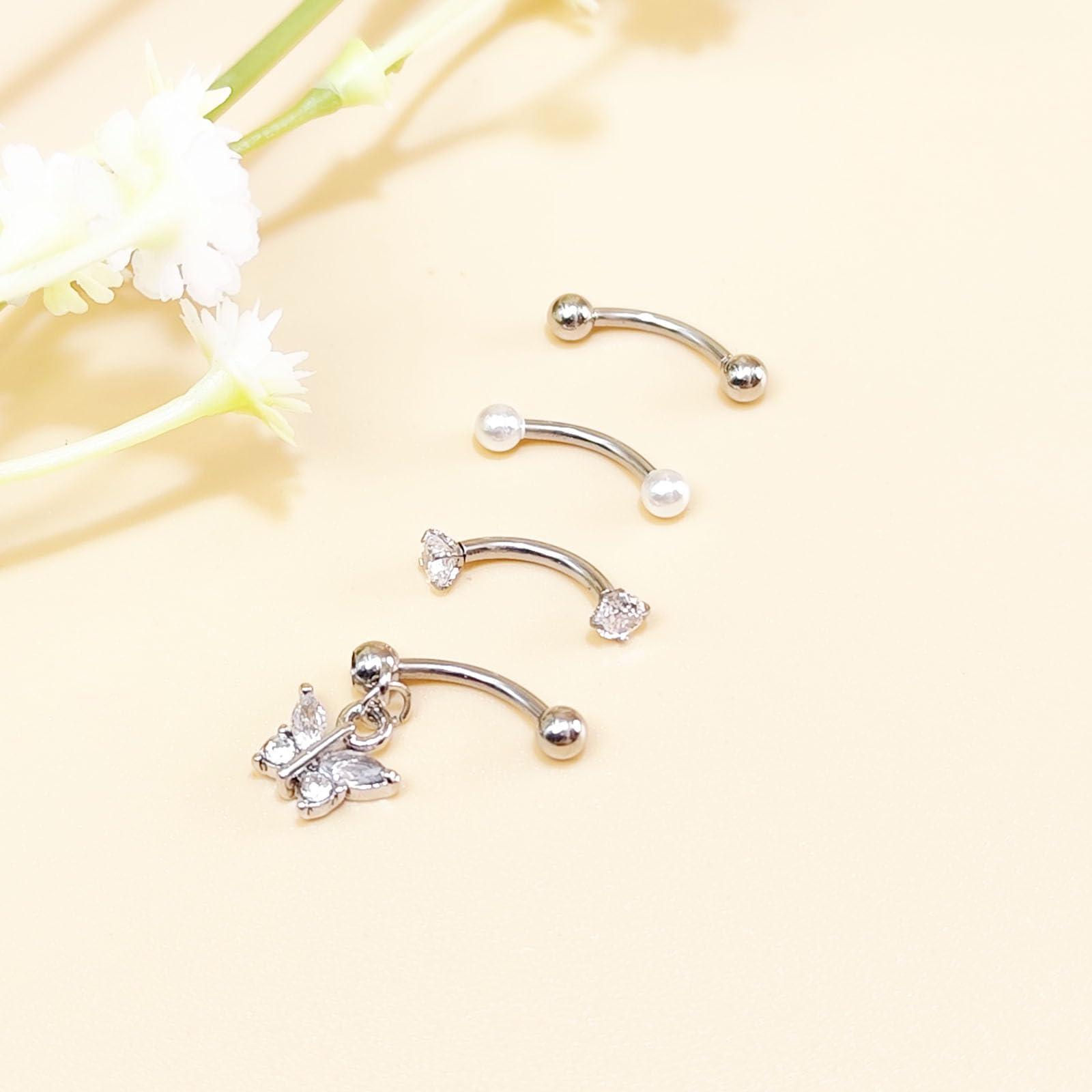 Zakrzywiona sztanga brwi warga pierścień wieża stokrotka helix pręty 8 mm stal nierdzewna 16G piercing banan srebrny złoty