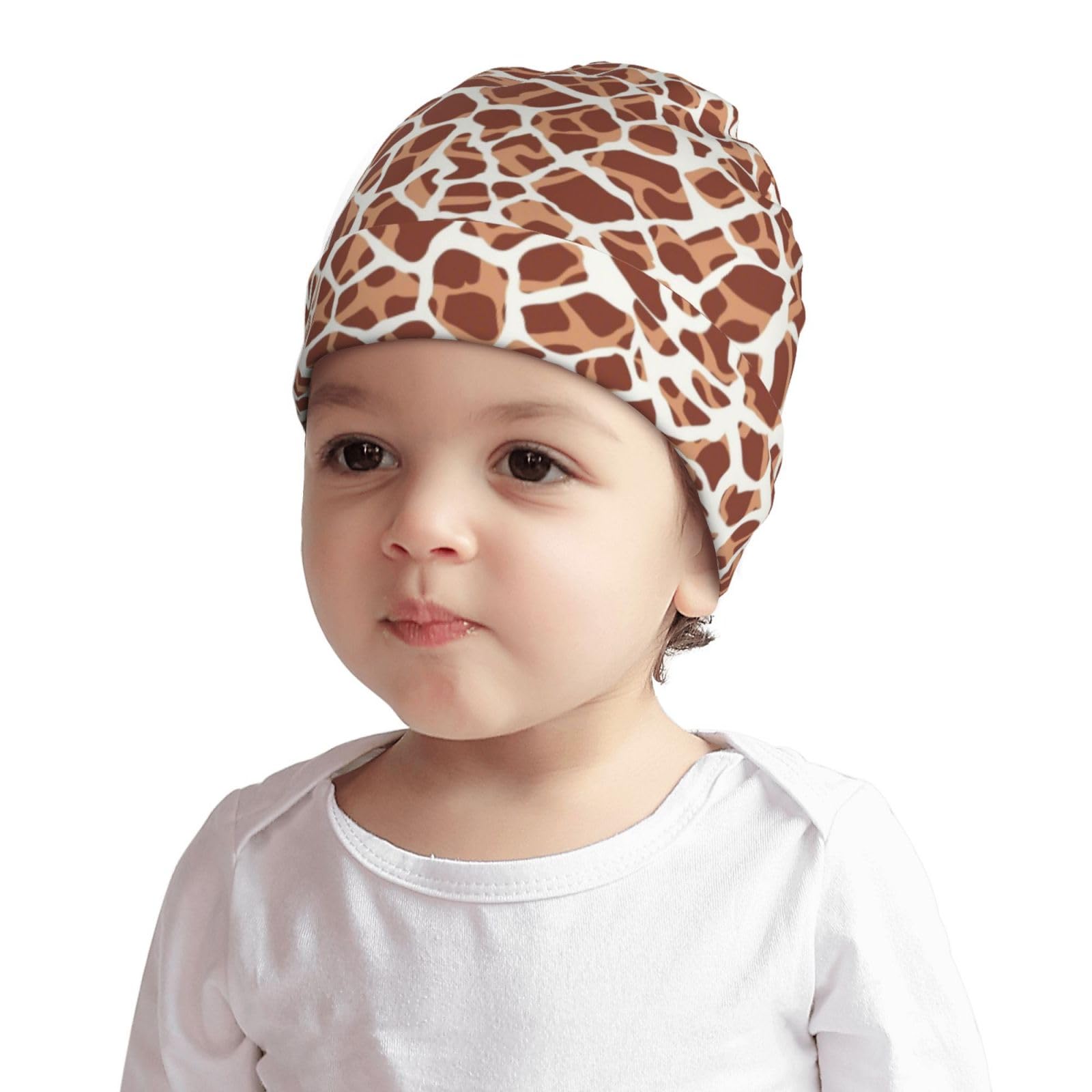 Rqzwdq Funny Giraffe Animal Print Kids Beanie Hats Warm Knit Beanie Cap Skull Caps Gifts Decor for Boys Girls White