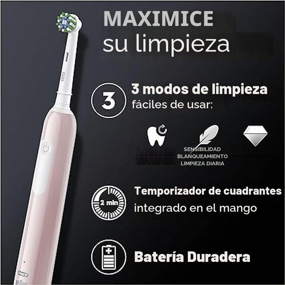 Oral-B Cepillo eléctrico recargable Pro Series 1 rosa con 1 cabezal de repuesto, 1 funda de viaje, 1 cepillo de dientes