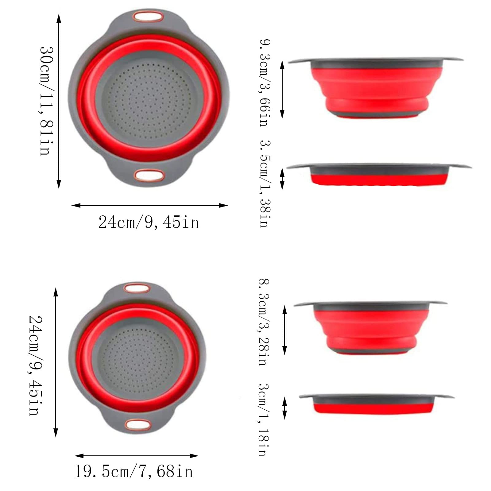 Lot De 3 Passoires Pliables En Silicone Avec Poignées En Plastique Pour