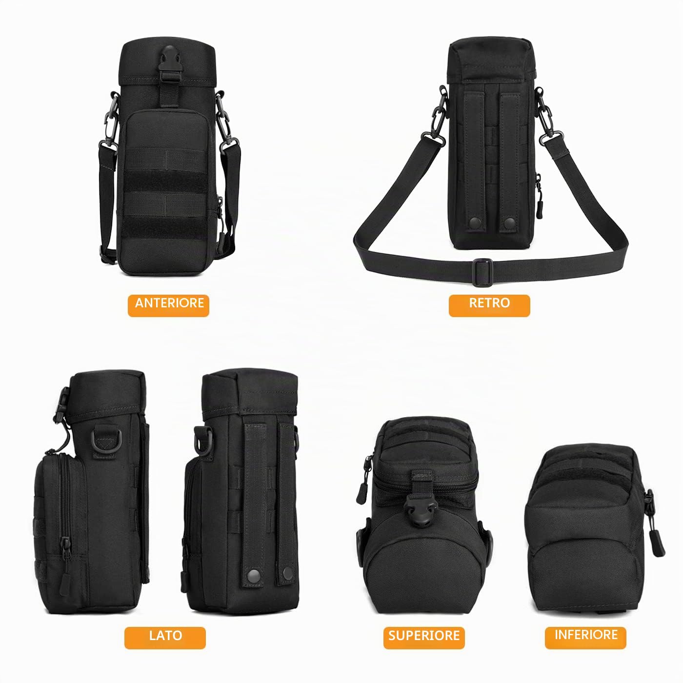 Huntvp Borsa per Borraccia Molle Militare Tattico Borsa Tracolla Porta Bottiglia Custodia Borraccia per Sport Outdoor Ciclismo Trekking Campeggio Escursionismo