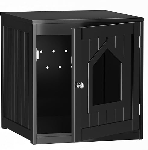 Miniatura 1 de ZENY Caja de arena para gatos oculta, caja de arena cerrada para gatos con orificios de ventilación, gabinete interior para gatos, baño de madera