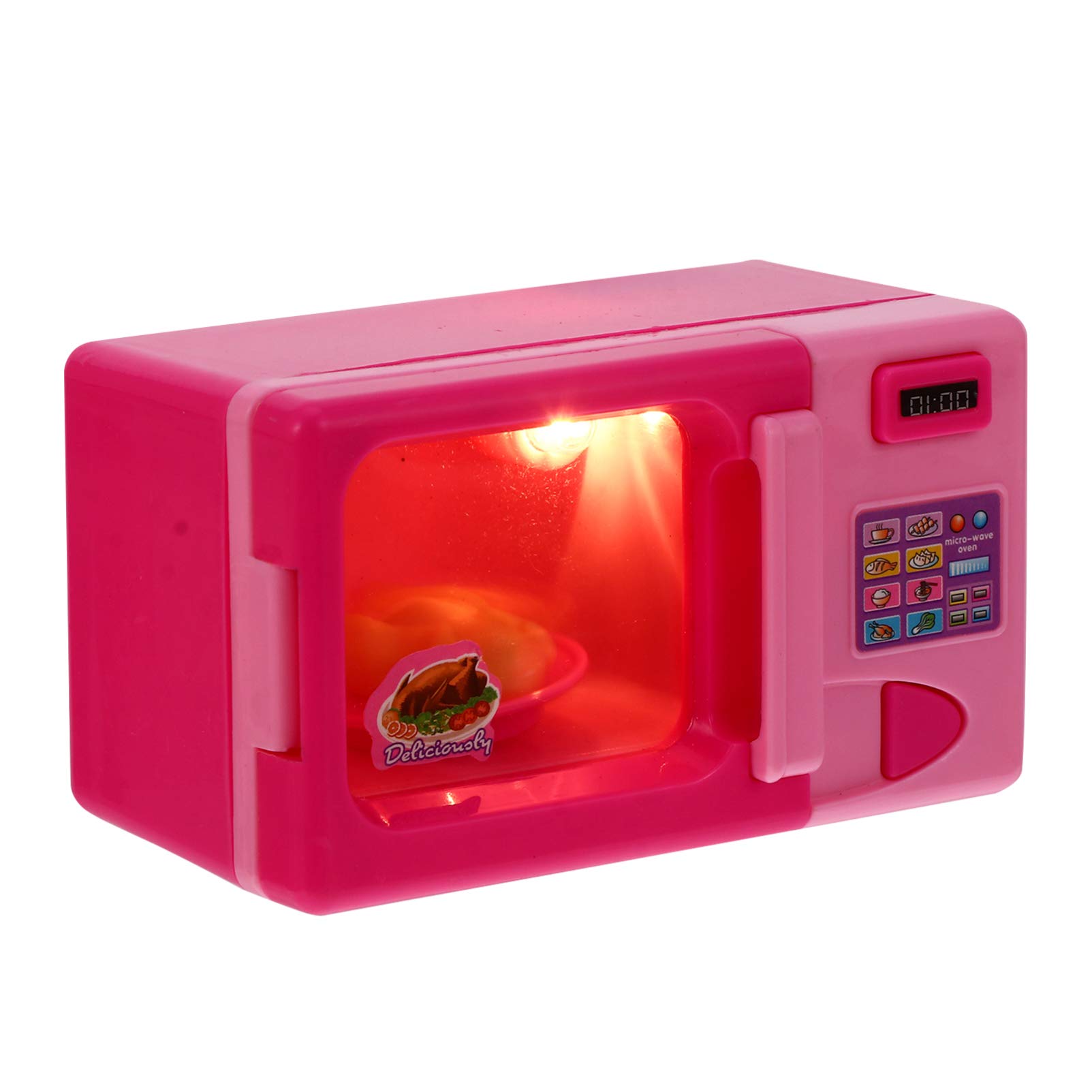 TOYANDONA 1pc Simulation Included Scene Kids Microwave Pink Toy Toddlers Pretend Mini Cooking House Plaything for Model Dollhouse Toys Kitchenware Kitchen Play Pink, Miniature Appliance