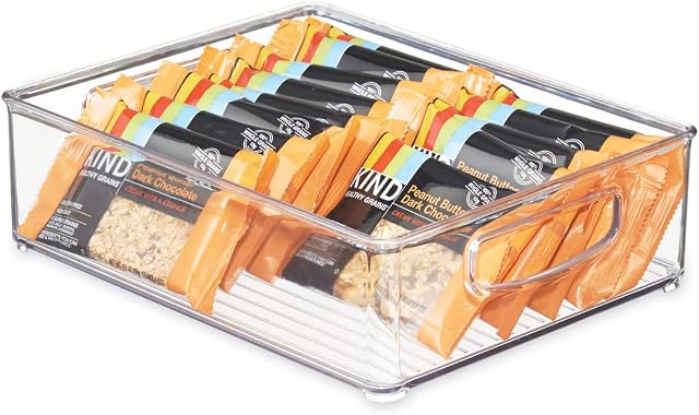 iDesign 63698 Stackable Storage Box with Handles, Large BPA- Plastic Fridge Box for Food and Kitchen Accessories Storage, Kitchen Organiser for Fridge, zer or Pantry, Clear
