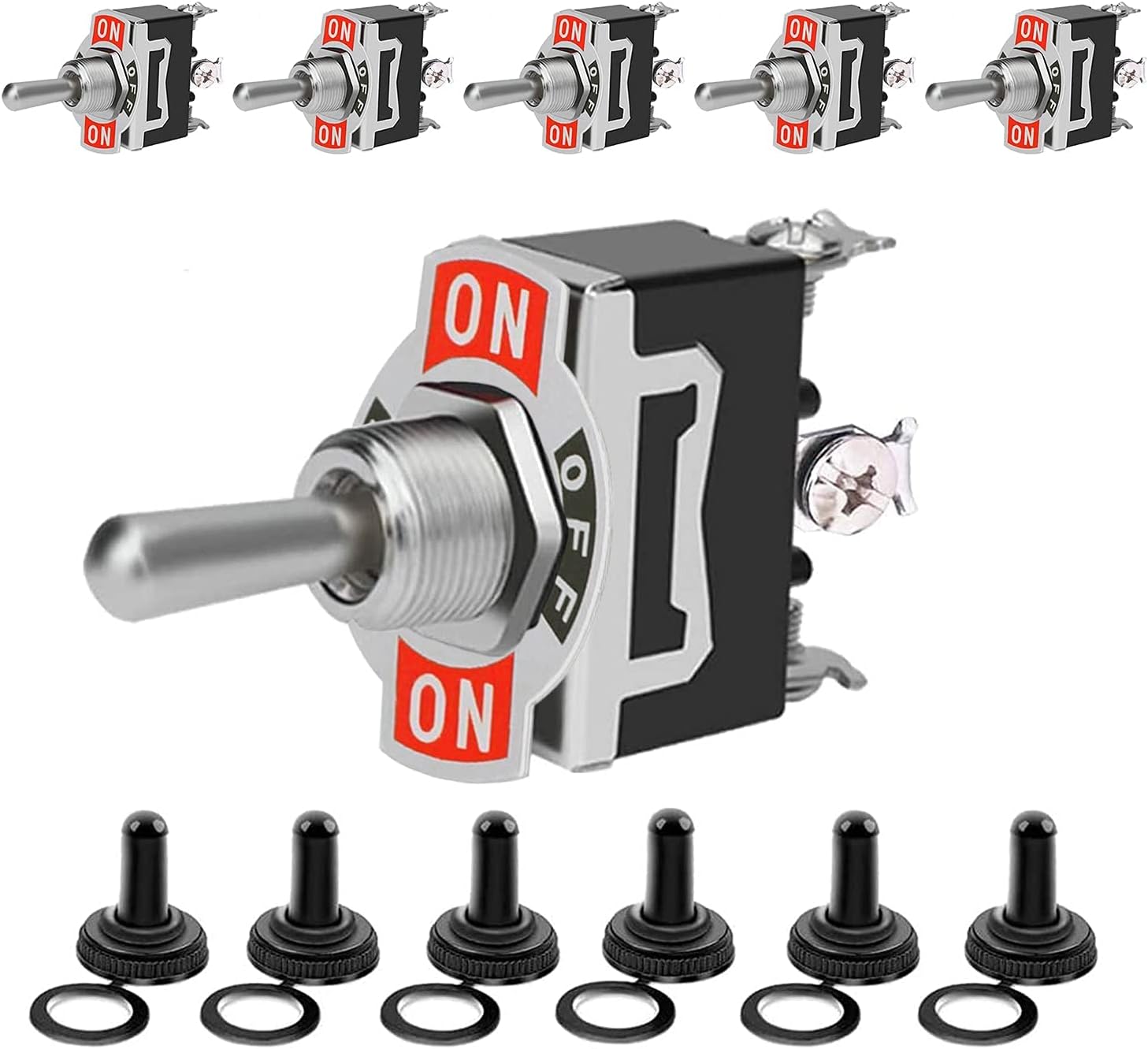 Toggle Switch 12V, Heavy Duty 120V SPST ON Off Rocker Switch, 3 Pin SPDT Marine Toggle Switches Waterproof 15A 250V 20A 125V(6 Pack)