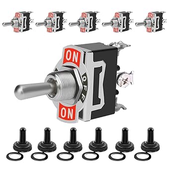 Toggle Switch 12V, Heavy Duty 120V SPST ON Off Rocker Switch, 3 Pin SPDT Marine Toggle Switches Waterproof 15A 250V 20A 125V6 Pack