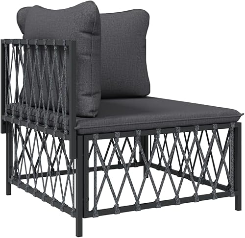 Miniatura 4 de 4-Piece Patio Lounge Set with Cushions Anthracite Steel Outdoor Furniture for Balcony Porch Garden Modular Seating Conversation Set Anthracite/2x