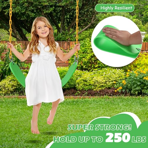 Image of Sunnyglade 2PCS Swings Seats Heavy Duty with 66 inch Chain, Playground Swing Set Accessories Replacement with Snap Hooks, Support 250lb (2, Grass Green)