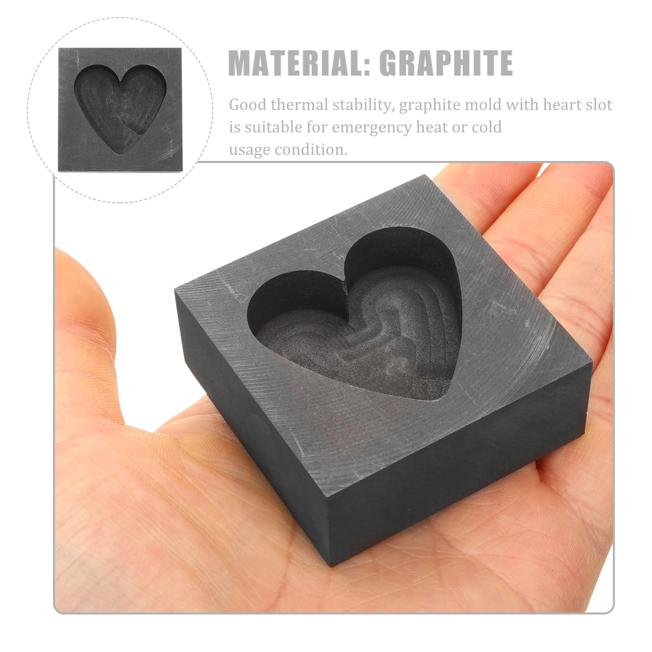 Gadpiparty Graphit Barrenform Herzform Gussformen für Metall Gold Silber Kupfer Schmelztiegel Gießform Herz Gussform Barren für DIY Schmuck Metallgießen
