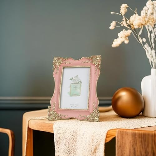 Miniatura 5 de Kaolituis Marco de fotos vintage de 4 x 6 pulgadas con ribete dorado, marco de fotos antiguo para colgar en la pared con parte frontal de vidrio