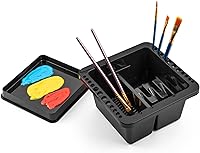 Vista 1 de MyLifeUNIT Limpiador de pinceles, soporte y organizadores para pinceles de pintura acrílica, acuarela y pinturas a base de agua (negro)