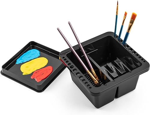 MyLifeUNIT Limpiador de pinceles, soporte y organizadores para pinceles de pintura acrílica, acuarela y pinturas a base de agua (negro)