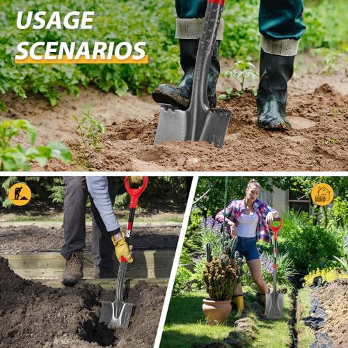 Pala de jardín con hoja plana de acero y mango de fibra de vidrio miniatura 6