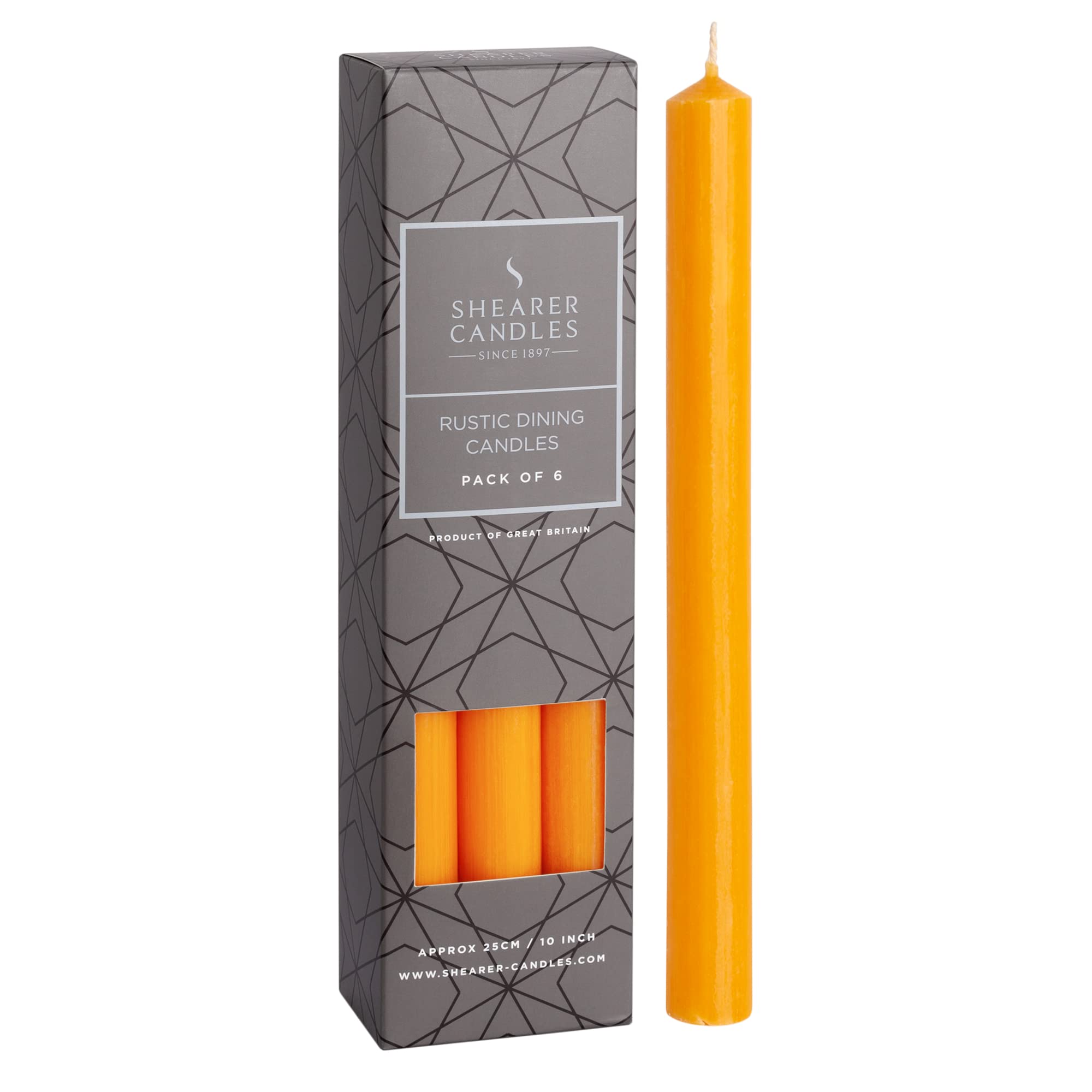 Shearer Mango Dinner Candles - 10 Inch - Unscented - 11 Hour Burn Time - 6 Pack